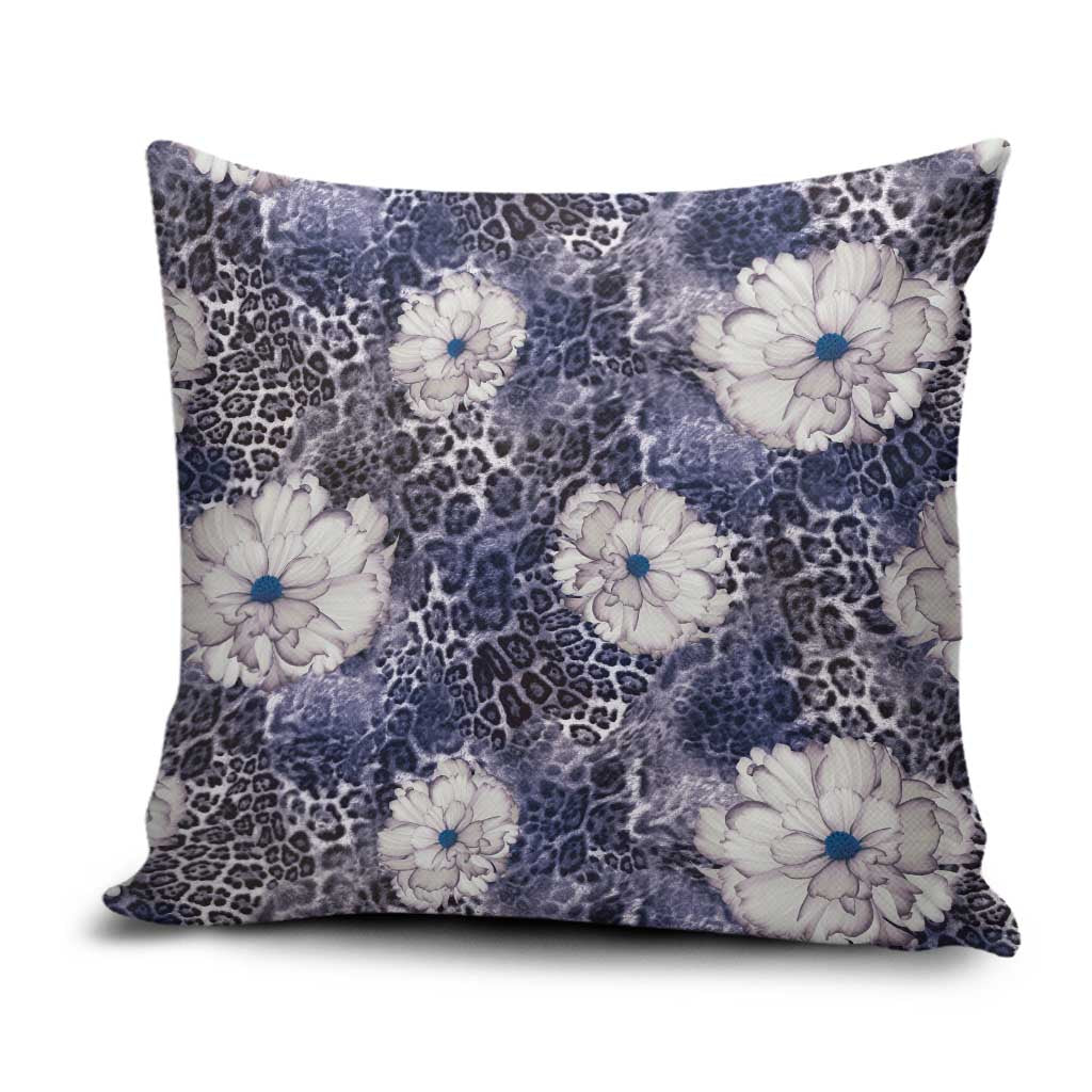 African Leopard Floral Pattern Pillow Cover Nile Indigo