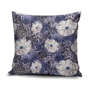 African Leopard Floral Pattern Pillow Cover Nile Indigo