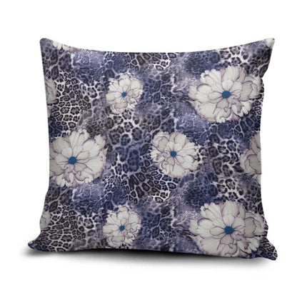 African Leopard Floral Pattern Pillow Cover Nile Indigo