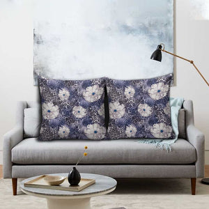 African Leopard Floral Pattern Pillow Cover Nile Indigo