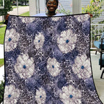 African Leopard Floral Pattern Quilt Nile Indigo