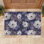 African Leopard Floral Pattern Rubber Doormat Nile Indigo