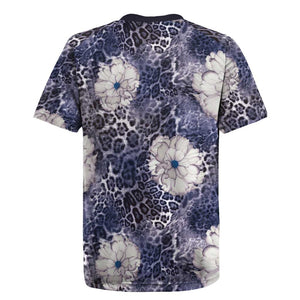 African Leopard Floral Pattern Rugby Jersey Nile Indigo
