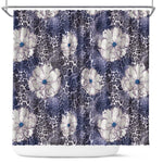 African Leopard Floral Pattern Shower Curtain Nile Indigo