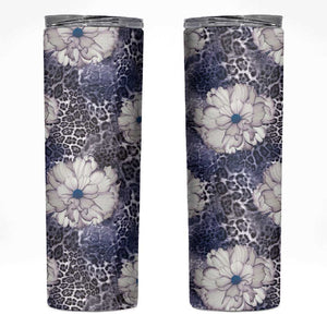 African Leopard Floral Pattern Skinny Tumbler Nile Indigo