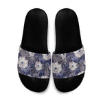 African Leopard Floral Pattern Slide Sandals Nile Indigo