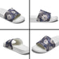 African Leopard Floral Pattern Slide Sandals Nile Indigo