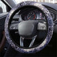 African Leopard Floral Pattern Steering Wheel Cover Nile Indigo