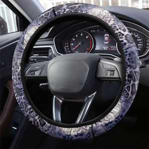 African Leopard Floral Pattern Steering Wheel Cover Nile Indigo