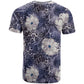 African Leopard Floral Pattern T shirt Nile Indigo
