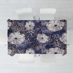 African Leopard Floral Pattern Tablecloth Nile Indigo