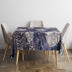 African Leopard Floral Pattern Tablecloth Nile Indigo