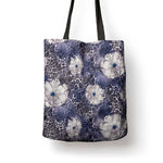 African Leopard Floral Pattern Tote Bag Nile Indigo