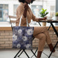 African Leopard Floral Pattern Tote Bag Nile Indigo