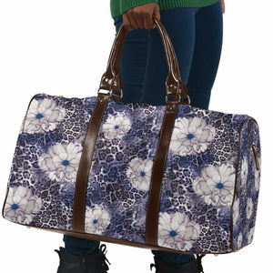 African Leopard Floral Pattern Travel Bag Nile Indigo