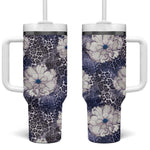 African Leopard Floral Pattern Tumbler With Handle Nile Indigo