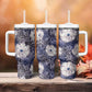 African Leopard Floral Pattern Tumbler With Handle Nile Indigo