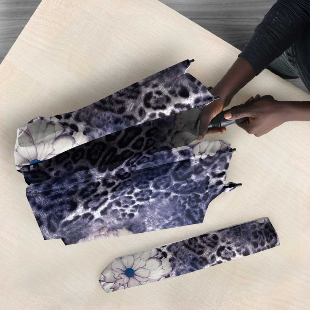 African Leopard Floral Pattern Umbrella Nile Indigo