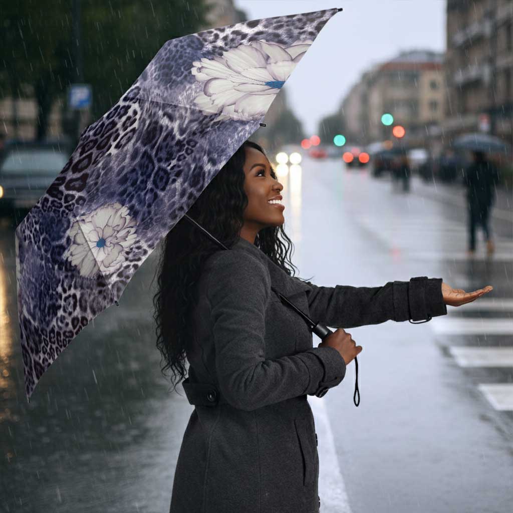 African Leopard Floral Pattern Umbrella Nile Indigo