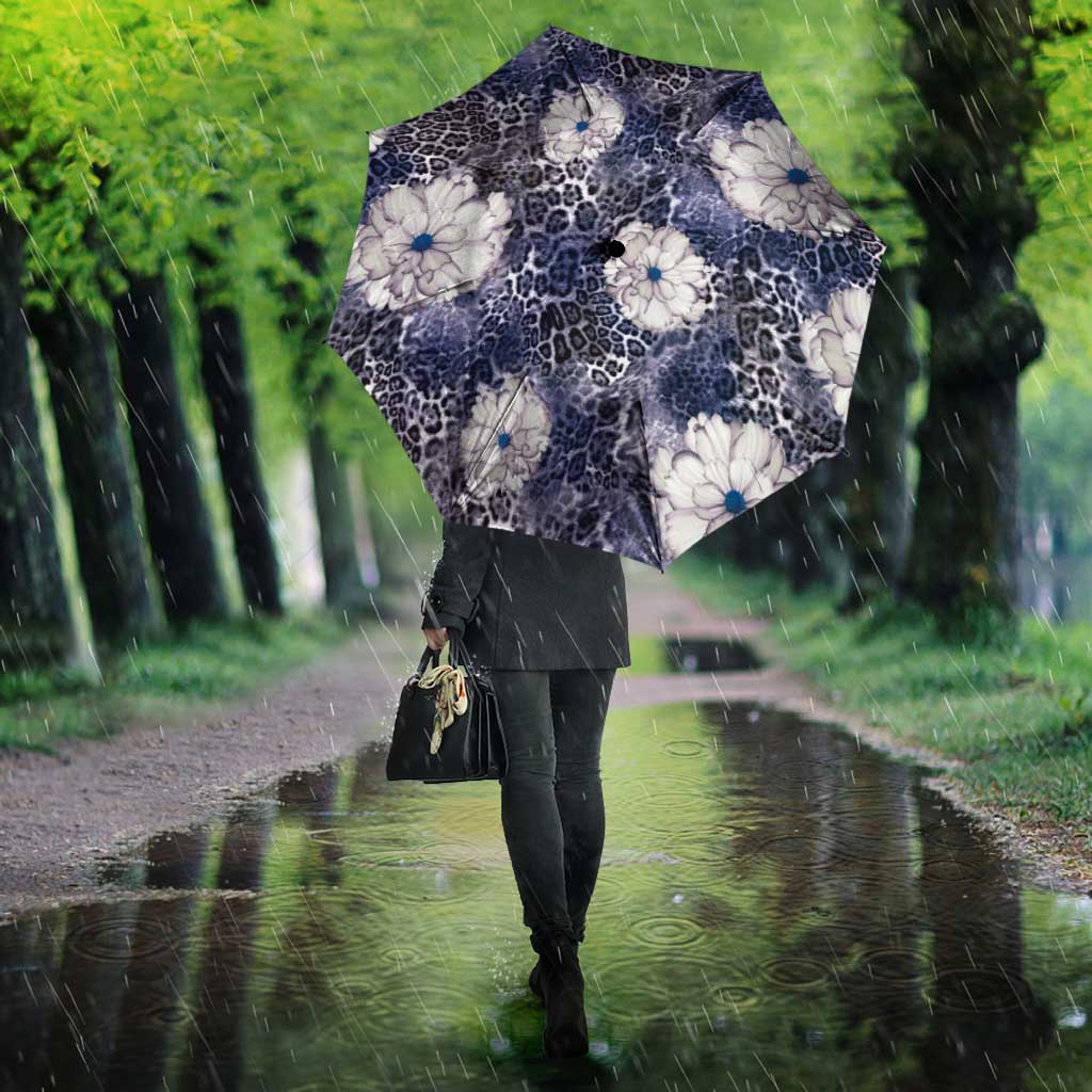African Leopard Floral Pattern Umbrella Nile Indigo