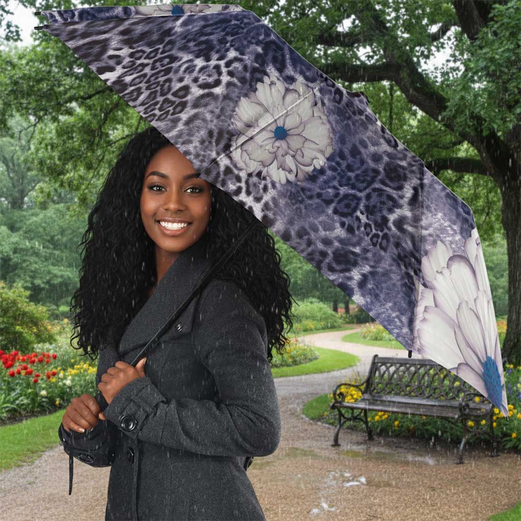 African Leopard Floral Pattern Umbrella Nile Indigo