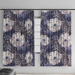 African Leopard Floral Pattern Window Curtain Nile Indigo