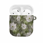 African Leopard Floral Pattern AirPods Case Safari Moss