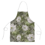 African Leopard Floral Pattern Apron Safari Moss