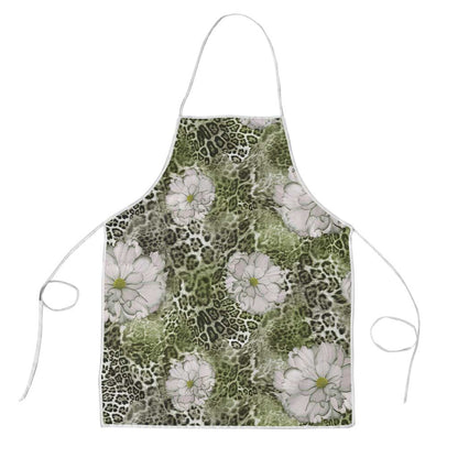 African Leopard Floral Pattern Apron Safari Moss