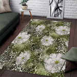 African Leopard Floral Pattern Area Rug Safari Moss