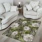 African Leopard Floral Pattern Area Rug Safari Moss