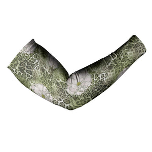 African Leopard Floral Pattern Arm Sleeves Safari Moss
