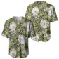 African Leopard Floral Pattern Baseball Jersey Safari Moss