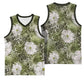 African Leopard Floral Pattern Basketball Jersey Safari Moss
