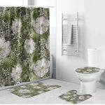 African Leopard Floral Pattern Bathroom Set Safari Moss