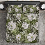 African Leopard Floral Pattern Bedding Set Safari Moss