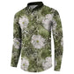 African Leopard Floral Pattern Button Sweatshirt Safari Moss