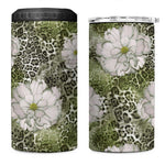 African Leopard Floral Pattern 4 in 1 Can Cooler Tumbler Safari Moss