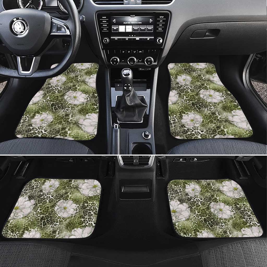 African Leopard Floral Pattern Car Mats Safari Moss