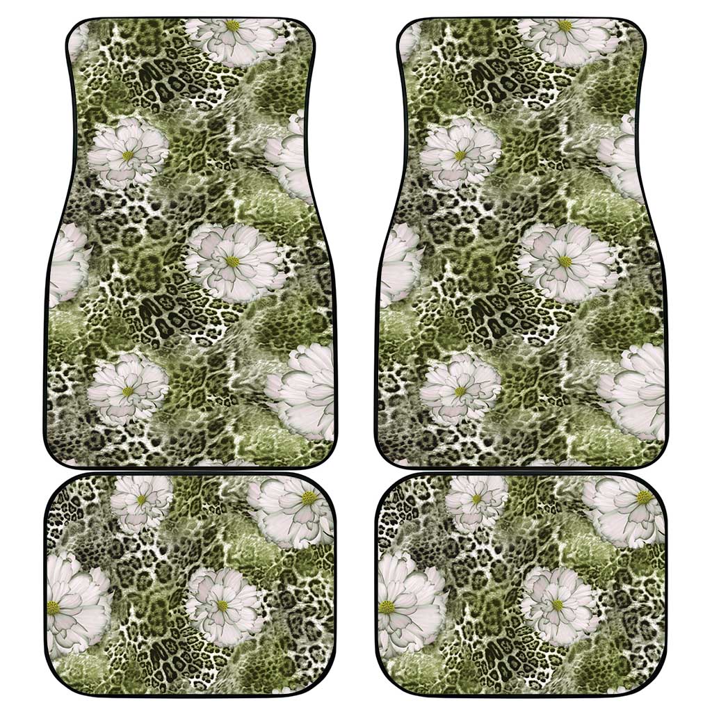 African Leopard Floral Pattern Car Mats Safari Moss