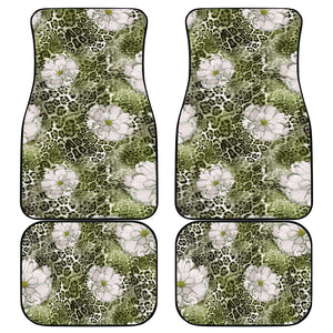 African Leopard Floral Pattern Car Mats Safari Moss
