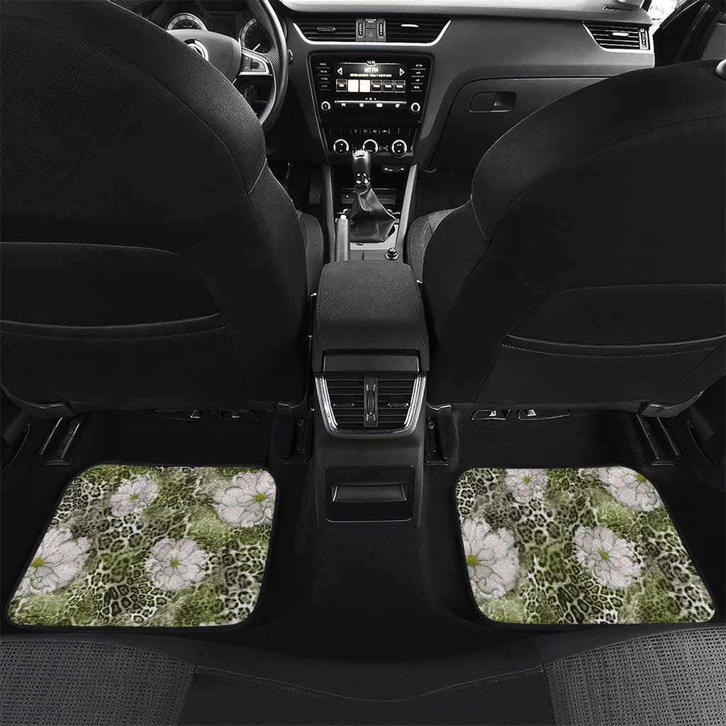 African Leopard Floral Pattern Car Mats Safari Moss