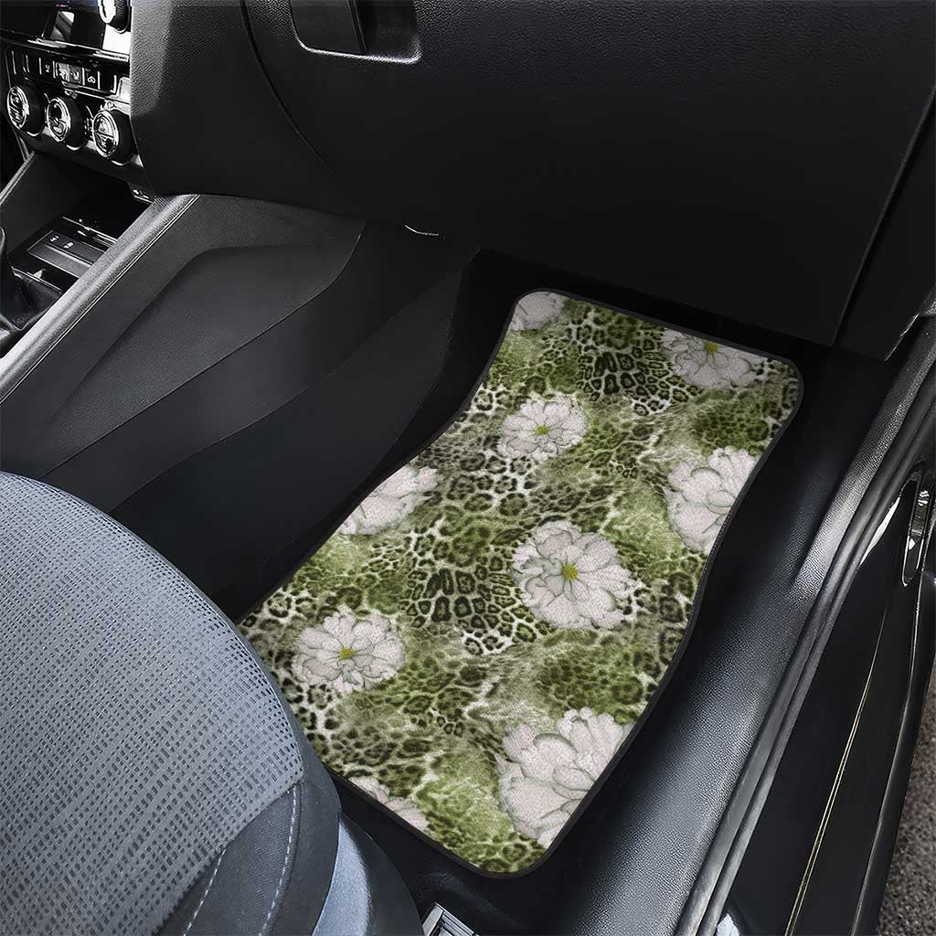 African Leopard Floral Pattern Car Mats Safari Moss