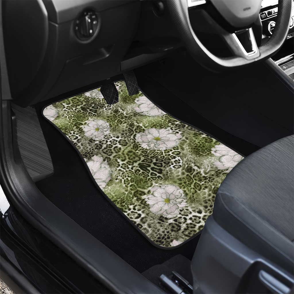 African Leopard Floral Pattern Car Mats Safari Moss