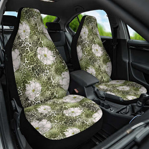 African Leopard Floral Pattern Car Seat Cover Safari Moss