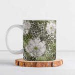 African Leopard Floral Pattern Ceramic Mug Safari Moss