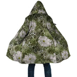 African Leopard Floral Pattern Cloak Safari Moss