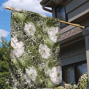 African Leopard Floral Pattern Garden Flag Safari Moss
