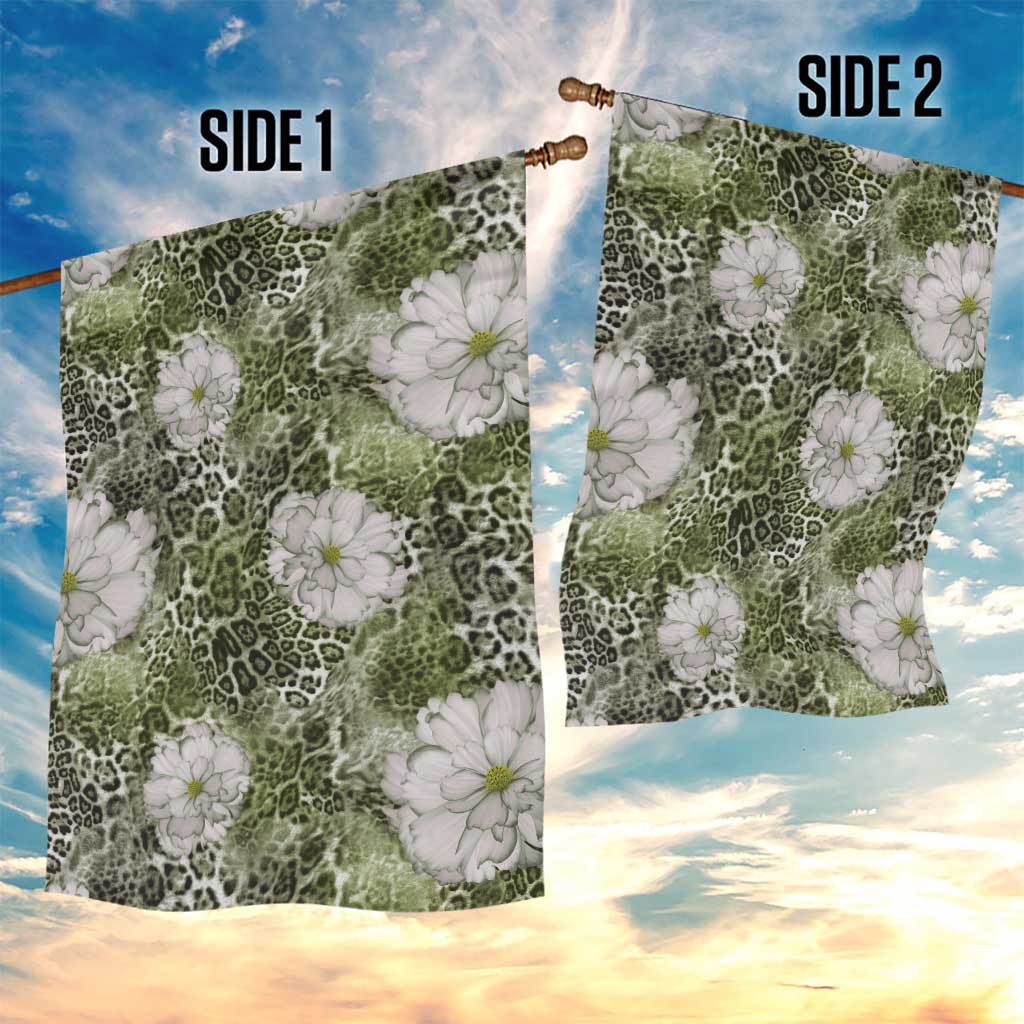 African Leopard Floral Pattern Garden Flag Safari Moss