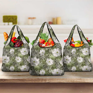African Leopard Floral Pattern Grocery Bag Safari Moss